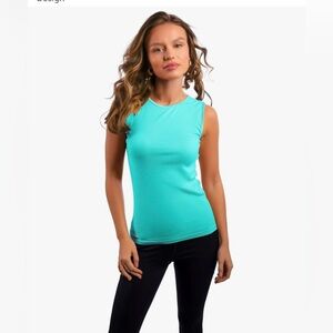 Tank Top Sleeveless T-Shirt Crew Neck 100% Cotton High Neck, Full Shoulder